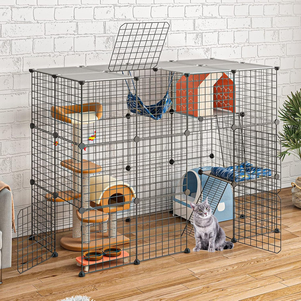 Large Cat Cage Indoor DIY Cat Playpen Detachable Metal Wire Kennels Crate N897