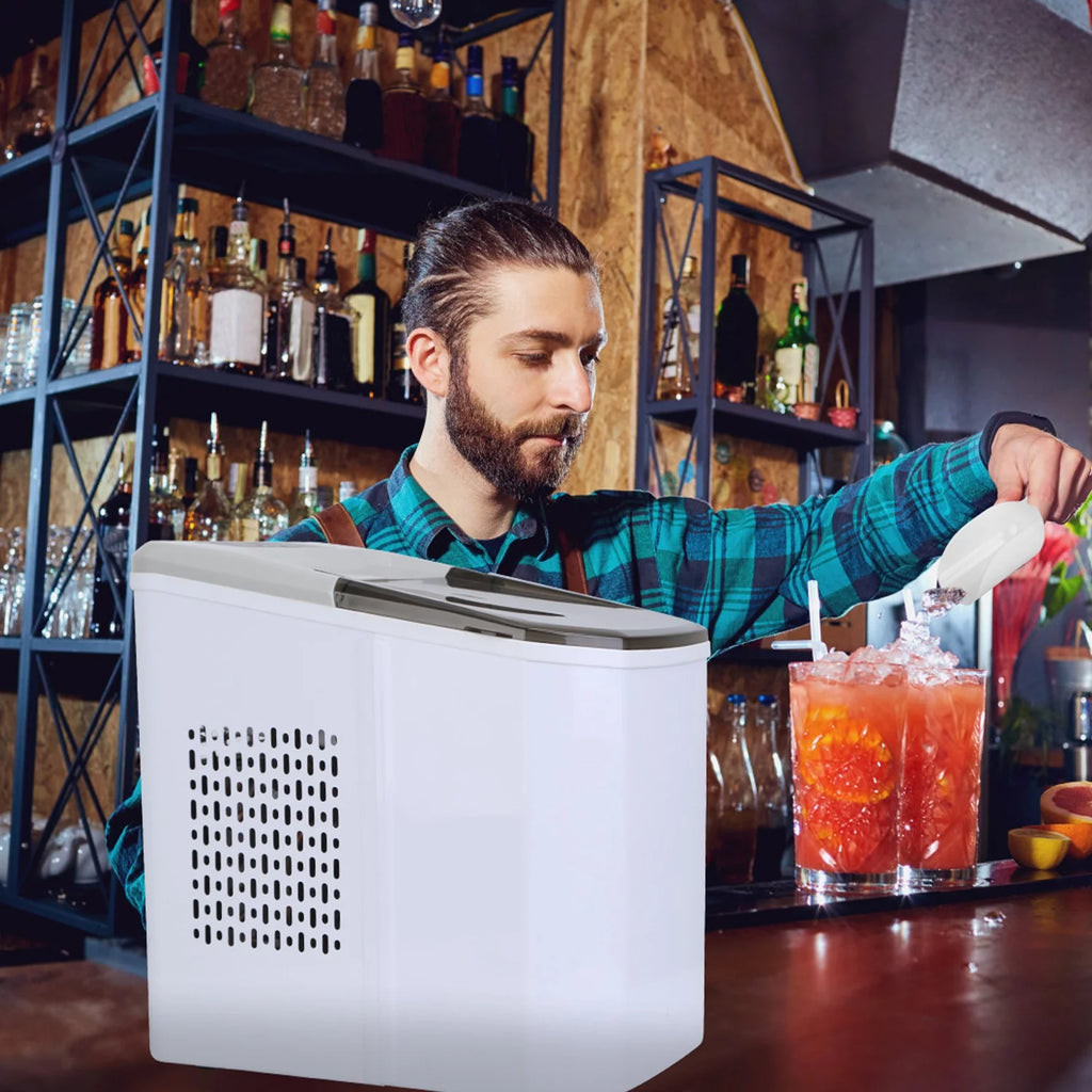 Countertop Ice Maker, 33Lbs/24H, 9 Ice Cubes in 6 Mins, Self-Cleaning Portable with Ice Scoop and Basket P57485
