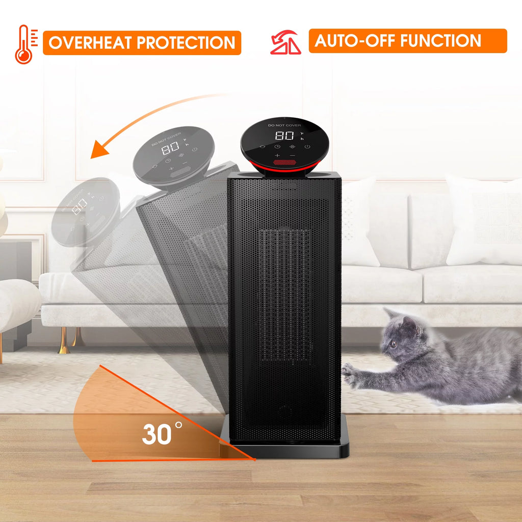 Space Heater Indoor, Oscillating Electric Tower Heater with Remote, ECO Modes, Timer F3535