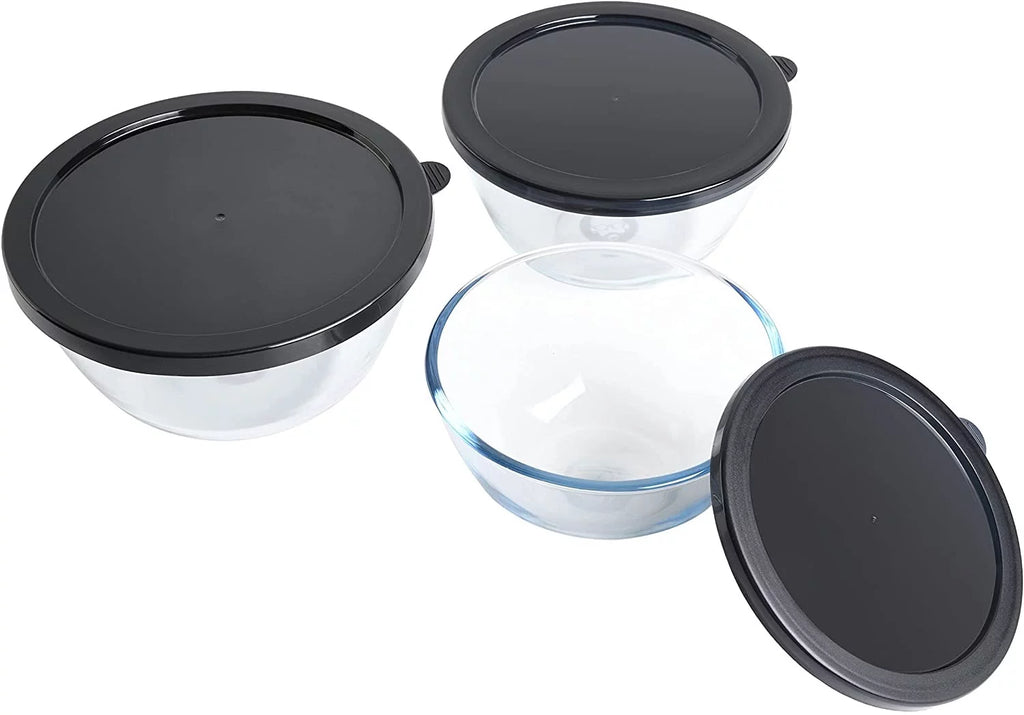 Glass Mixing Bowl Set with Lids, 3-Piece C43301