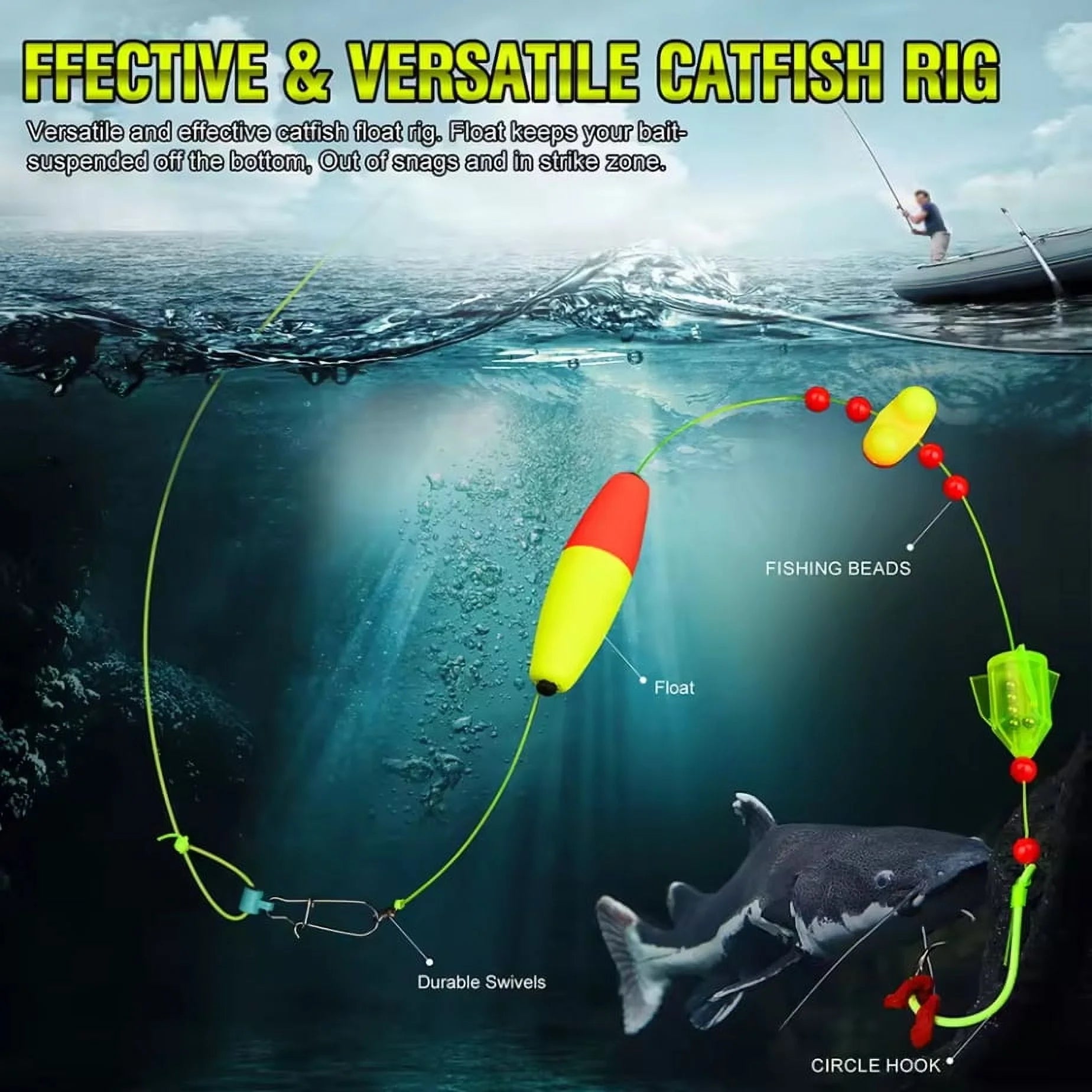 Catfish Rigs with Circle Hooks for Bank Fishing E578798