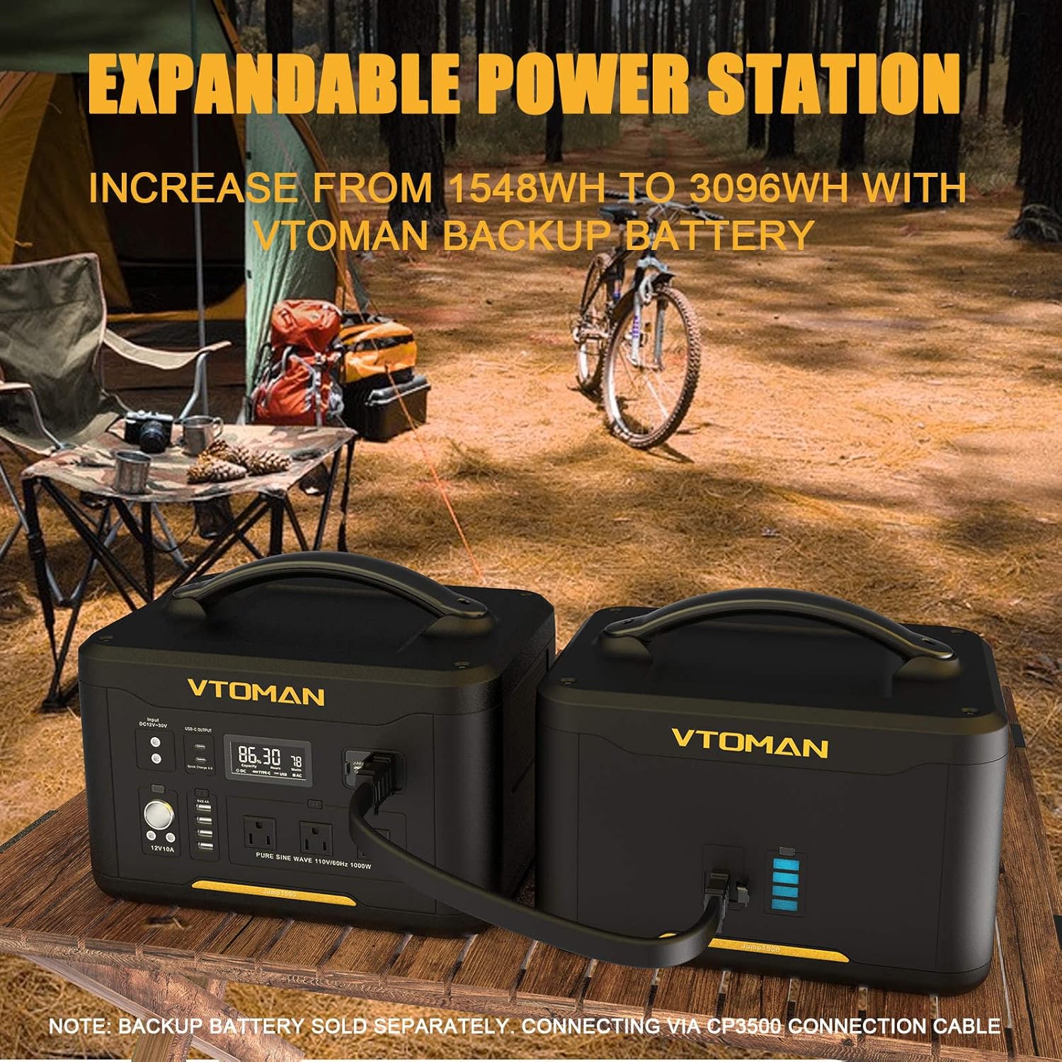 Portable Power Station 1000W, 1408Wh LiFePO4 Battery Generator with AC Outlets P485883