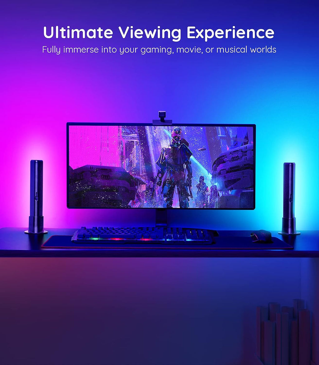LED Smart Light Bars with Camera, RGBIC Backlights, Music Sync for Gaming, PC, TV Q13927