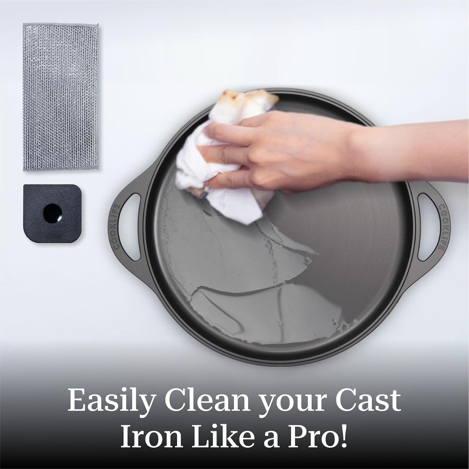 Cast Iron Griddle Pan with Scraper, Round Stove Top Pizza Pan X274