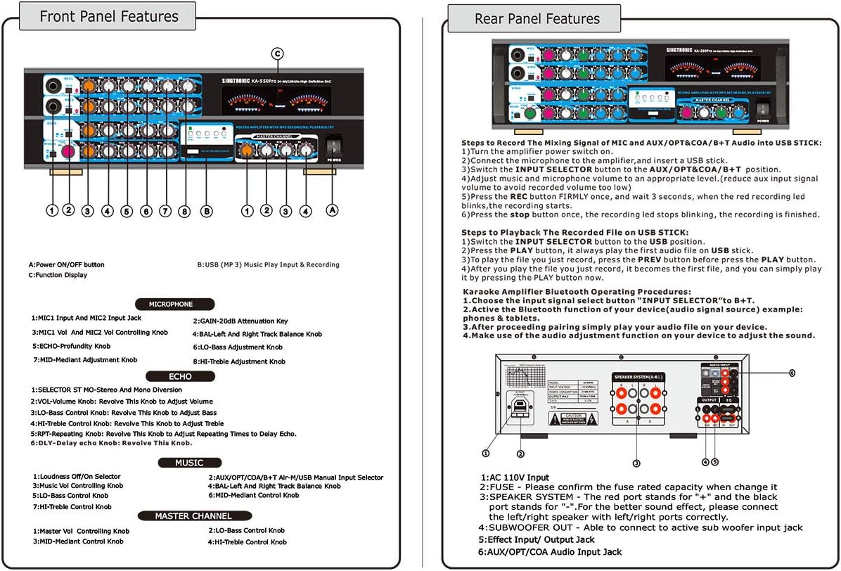 Professional 1500W Mixing Amplifier Karaoke with Bluetooth and Voice Recording Q7749
