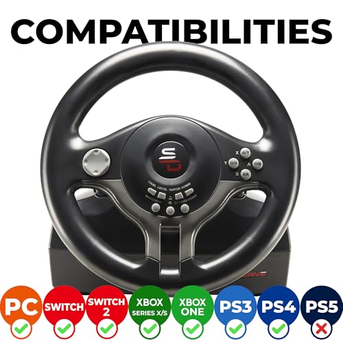 Steering wheel with pedals and gearshift paddles for Switch, PS4, Xbox, PC K22022