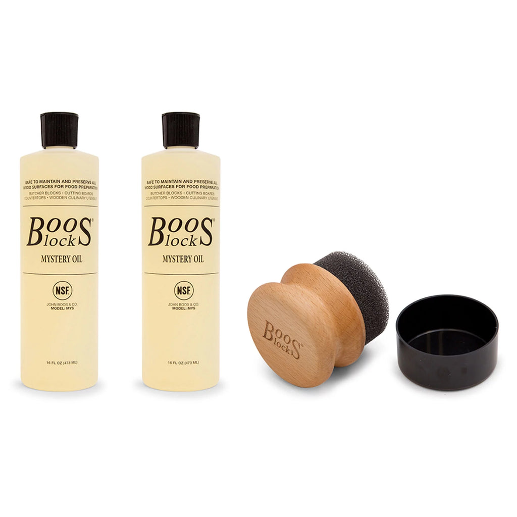 John Boos Block 32 fl oz Mystery Oil and Applicator Cutting Board Care Set