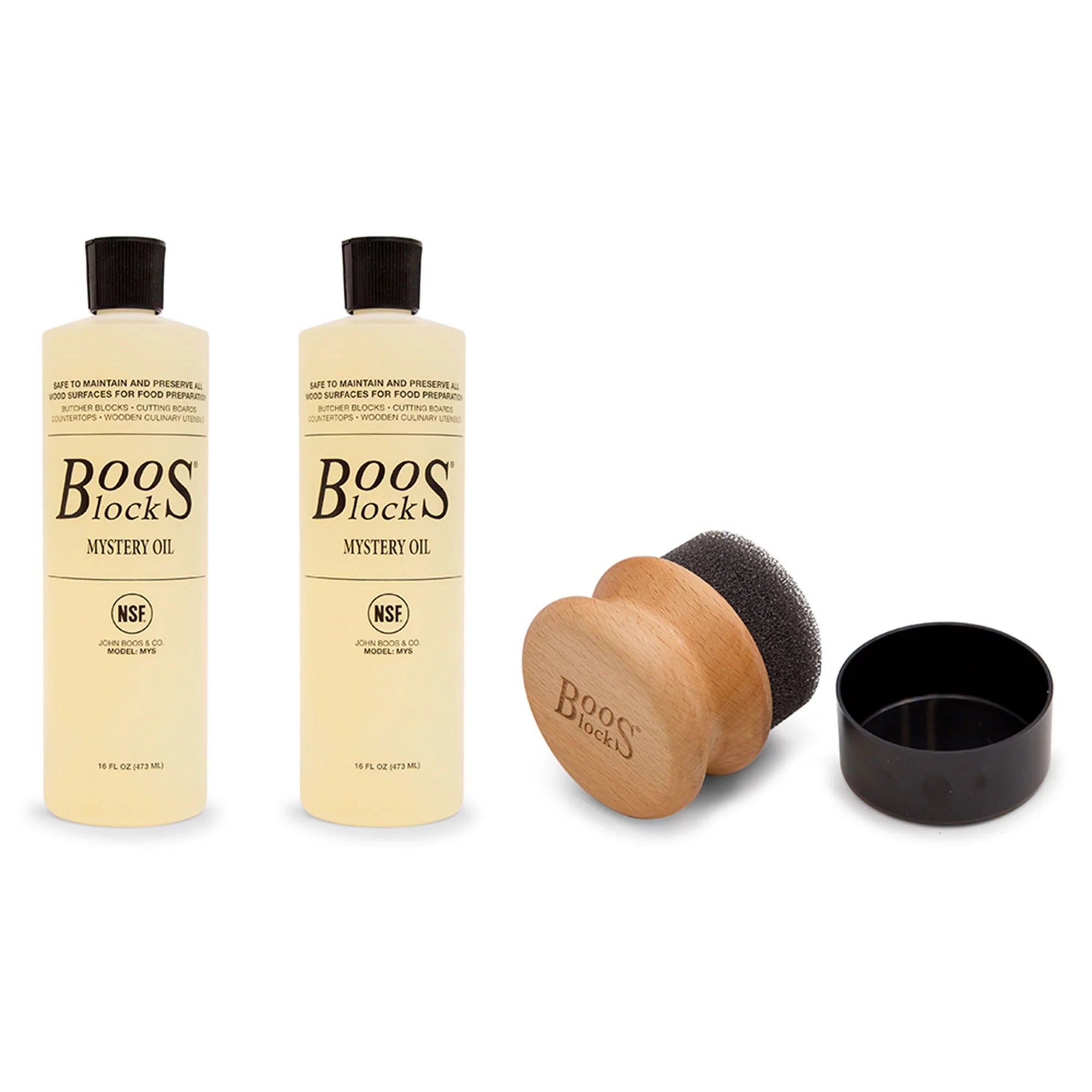 John Boos Block 32 fl oz Mystery Oil and Applicator Cutting Board Care Set