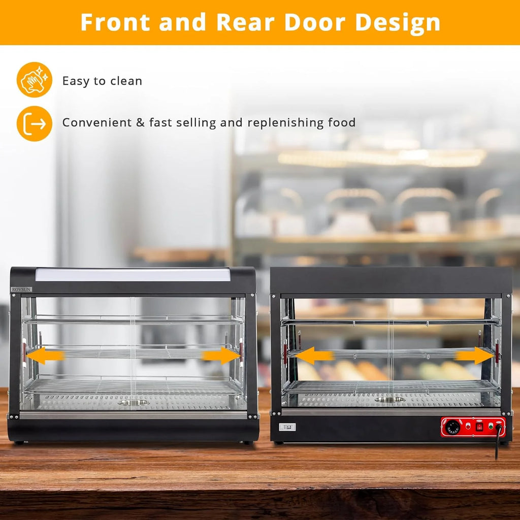 3-Tier Electric Pizza Warmer Display Case with LED Lighting and Glass Door C892