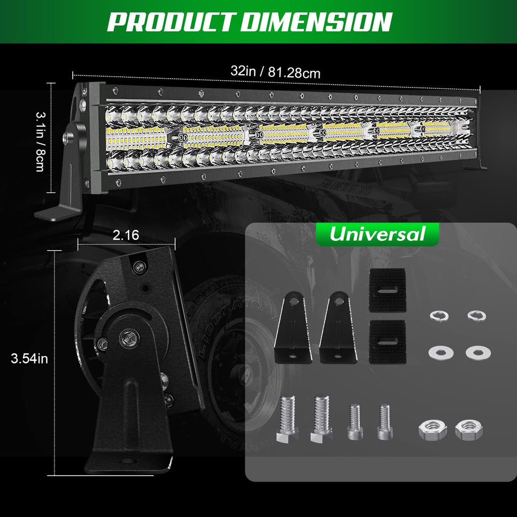 52 inch LED Light Bar for Trucks, Triple Row Spot Flood Combo Beam H556578
