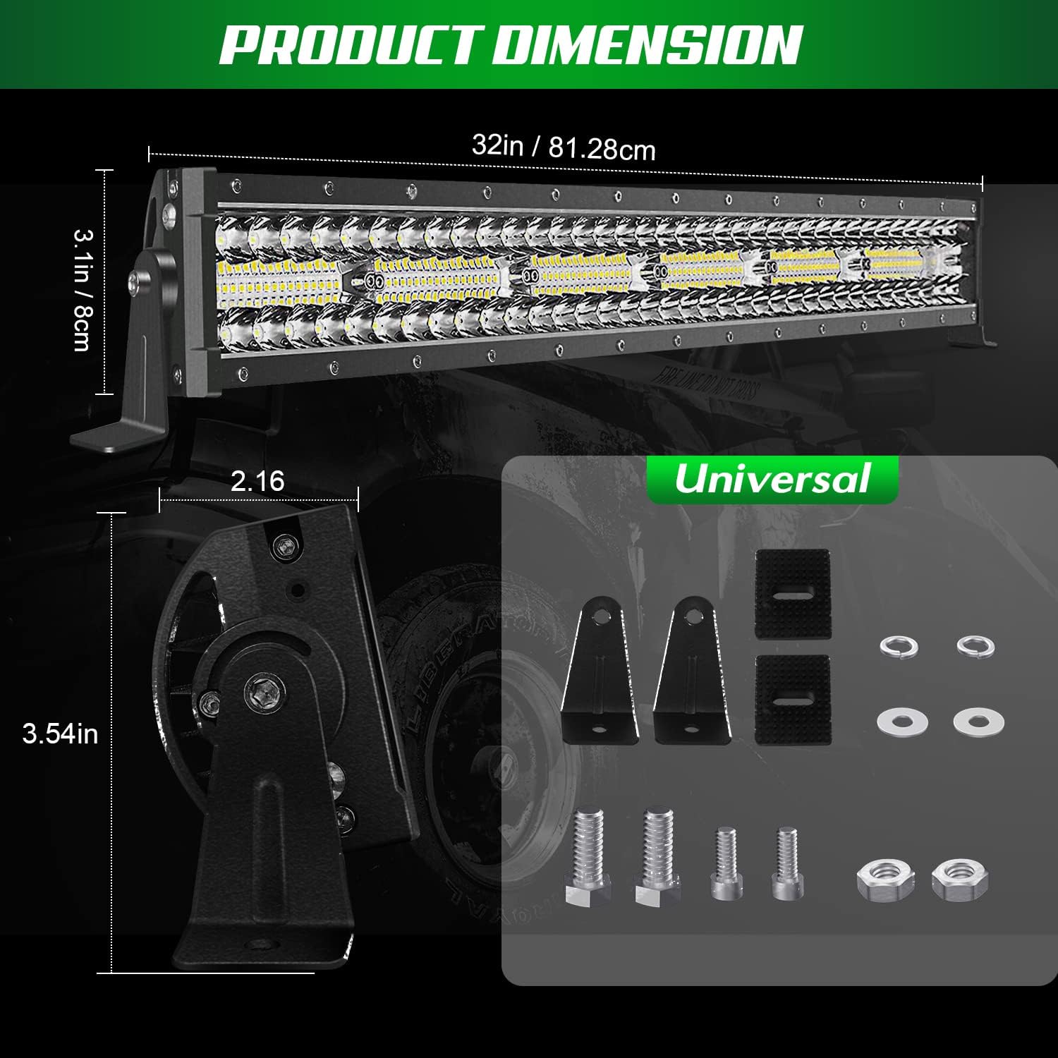 52 inch LED Light Bar for Trucks, Triple Row Spot Flood Combo Beam H556578