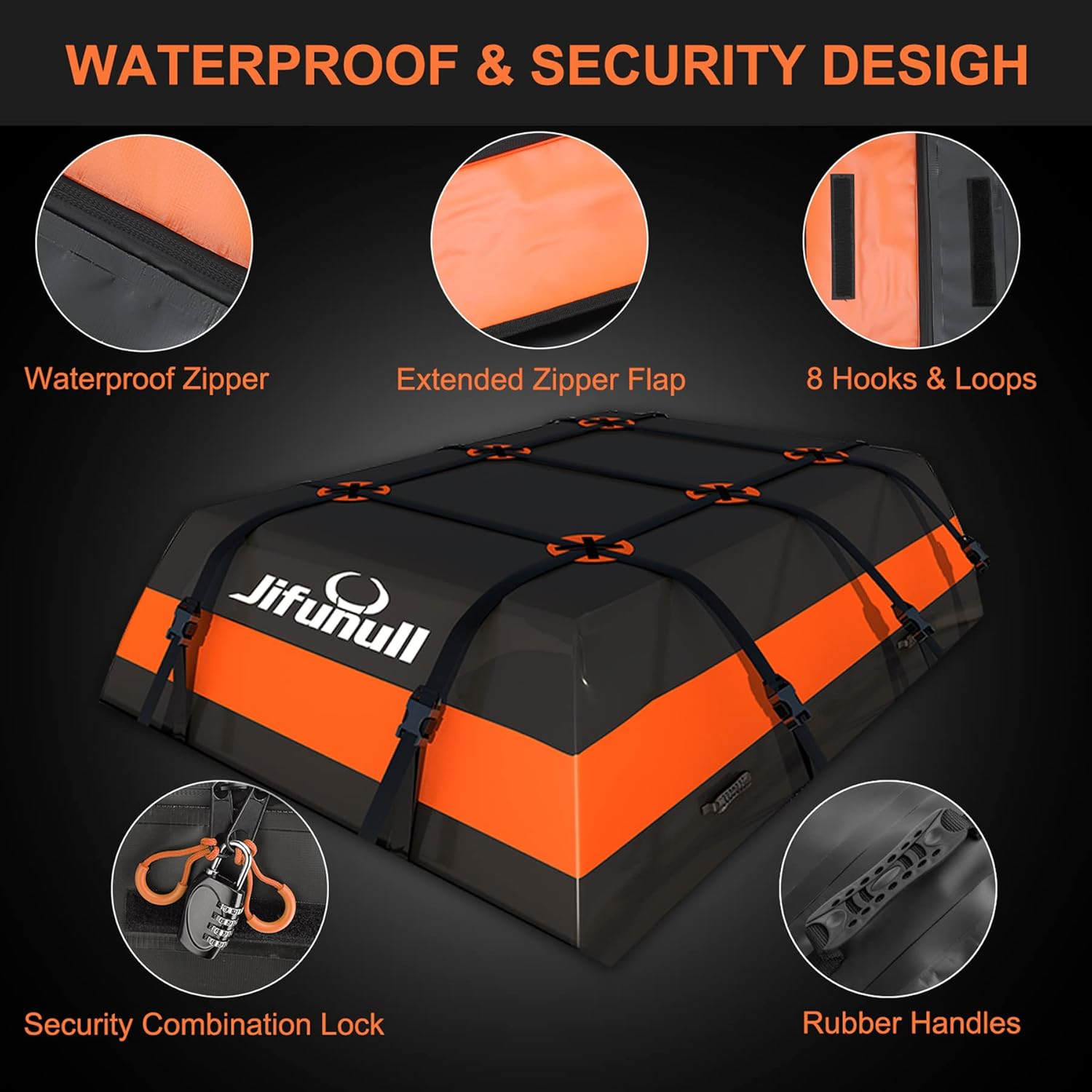 Rooftop Cargo Carrier Bag 21 Cubic Feet, Waterproof Soft-Shell Roof Rack with Anti-Slip Mat M640