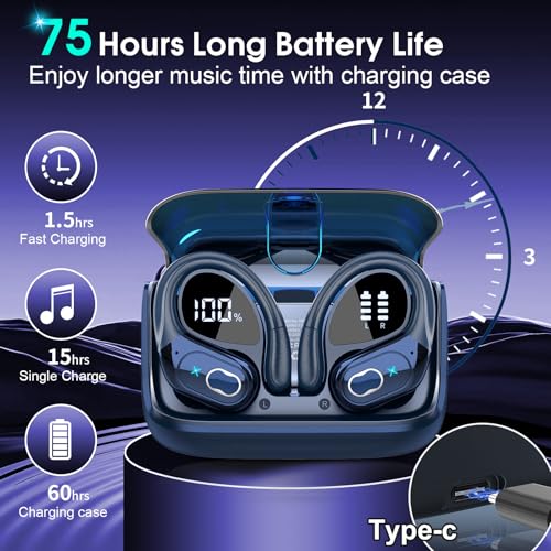 Wireless Earbuds Bluetooth 5.4 with Earhooks, IPX7 Waterproof P475856