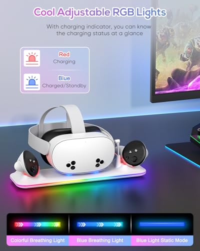 Magnetic Charging Station for VR Headset and Controllers with RGB Light Y7308