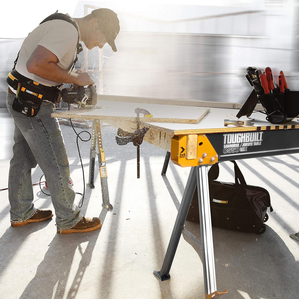 Folding Sawhorse Jobsite Table with Carry Handle N569924