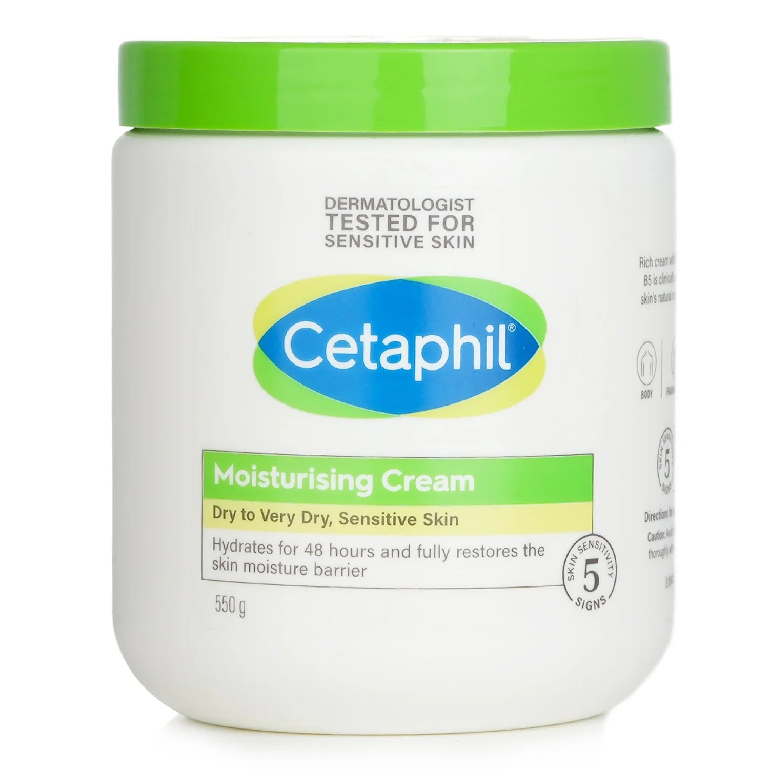 Cetaphil Moisturising Cream 48H - For Dry to Very Dry, Sensitive Skin (Unboxed) 550g