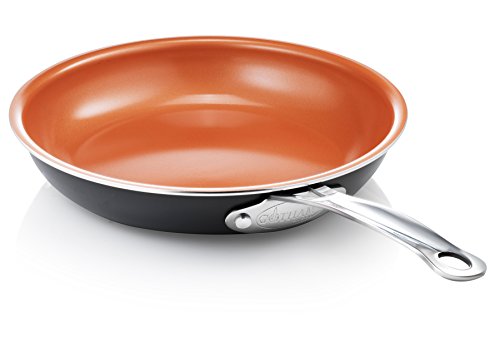Hammered Copper Nonstick Fry Pan with Lid, 10 Inch Ceramic Cookware Z4600