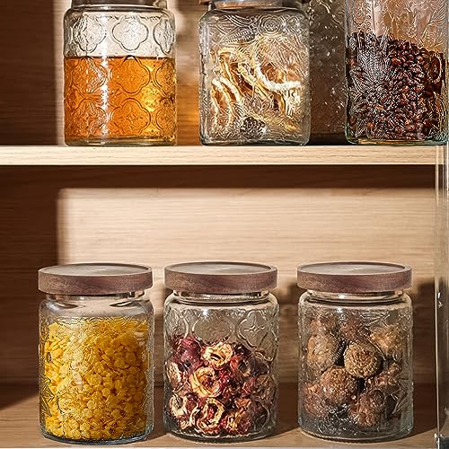 24 oz Glass Storage Jar with Airtight Bamboo Lid for Kitchen Pantry F6243