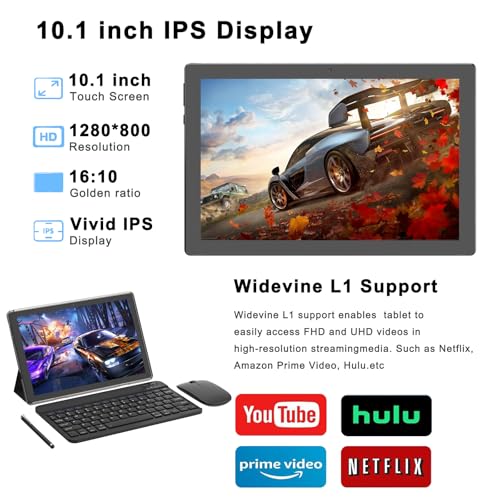 10 inch 2 in 1 Tablet with Keyboard Mouse Case Stylus, 8GB+64GB, IPS Touch Screen G53405