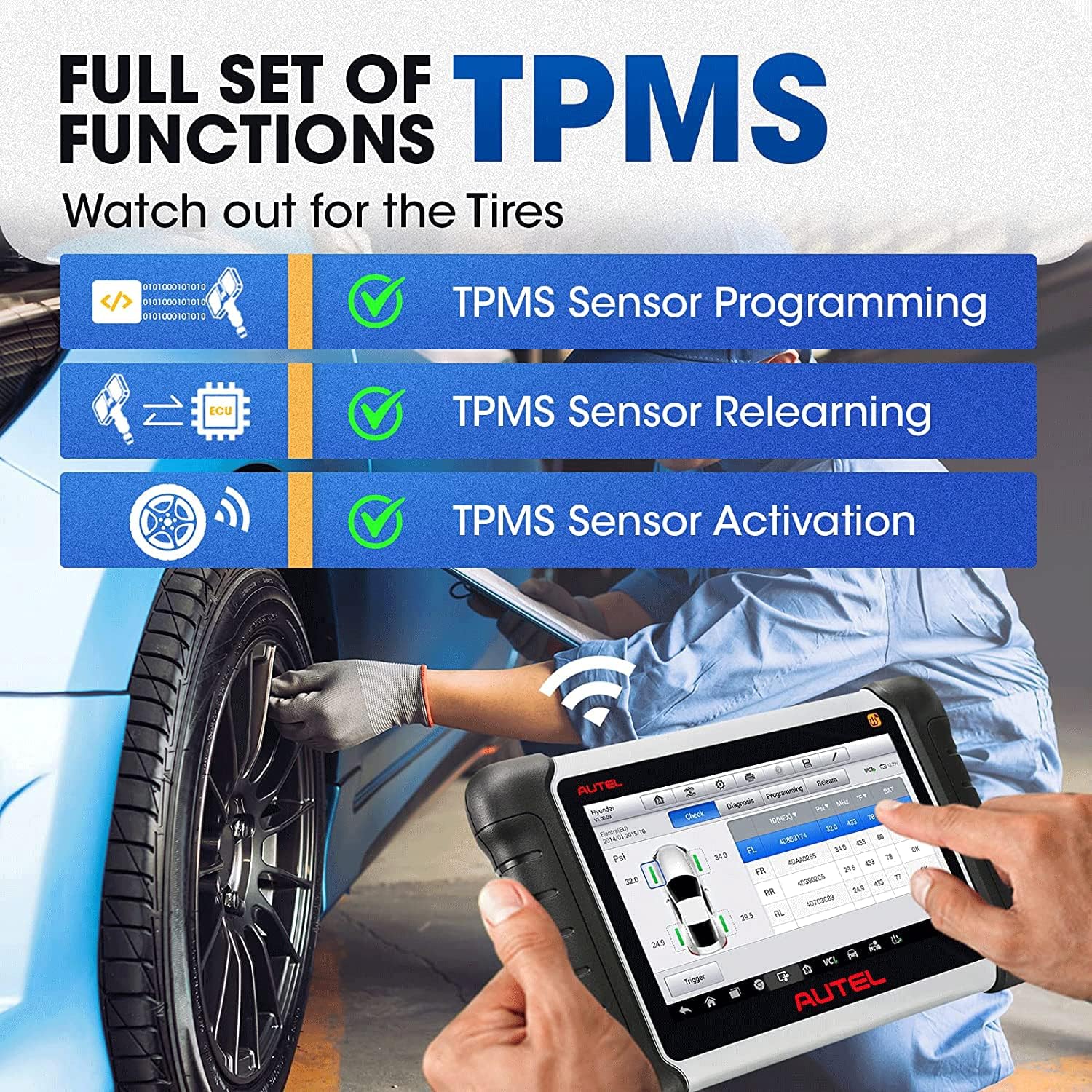 Autel MaxiPRO MP808TS, Full TPMS Service Diagnostic Scanner with 30+ Special Functions and Wireless BT Y8712