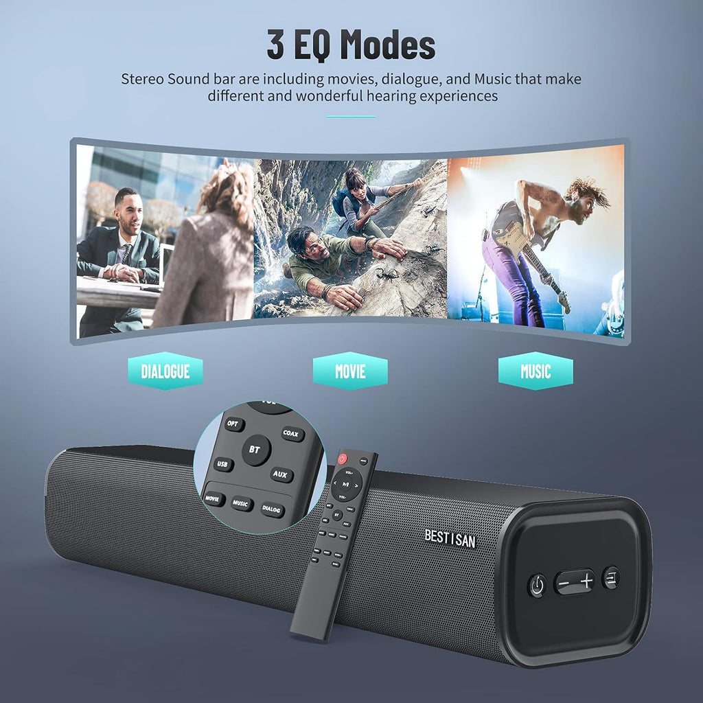 Sound Bar for TV with Bluetooth, Bass Adjustable, 21 Inch Y656
