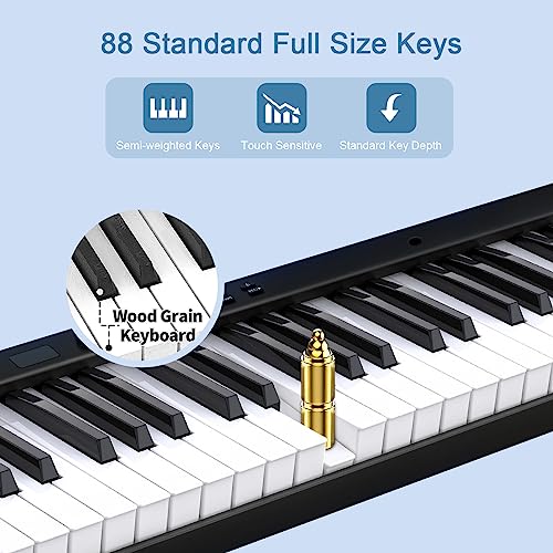88 Key Folding Piano with Full Size Keys, Bluetooth MIDI, Portable Digital Piano C604511