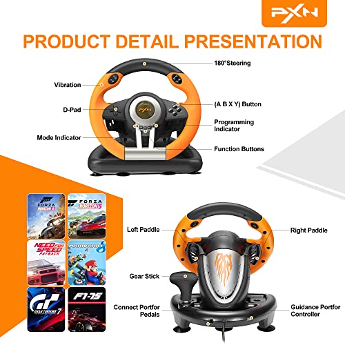 Racing Wheel for PC, PS4, PS3, Xbox Series X|S, Xbox One with Pedal O672481