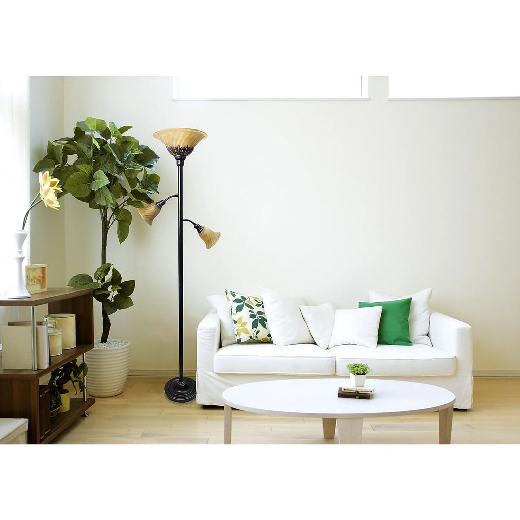 3 Light Floor Lamp with Scalloped Glass Shades G9426