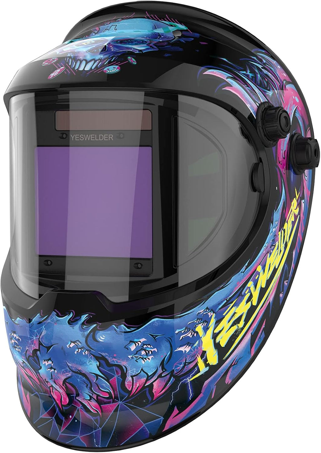 Solar Powered Auto Darkening Welding Helmet with Side View, 4 Arc Sensor Y86470