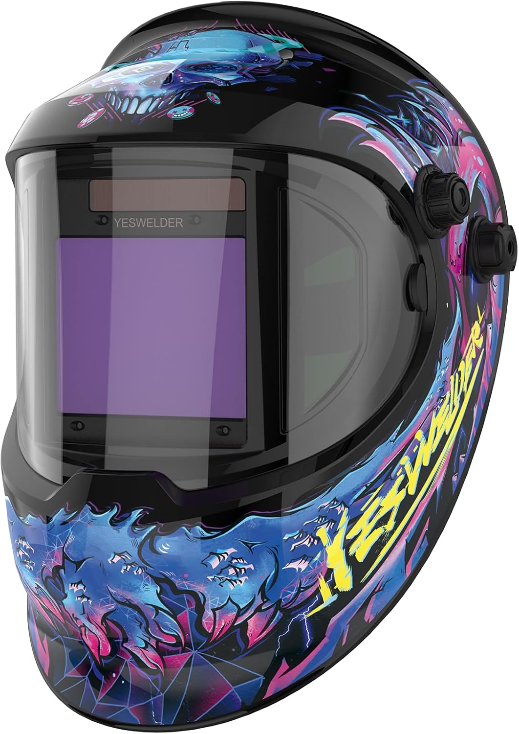 Solar Powered Auto Darkening Welding Helmet with Side View, 4 Arc Sensor Y86470