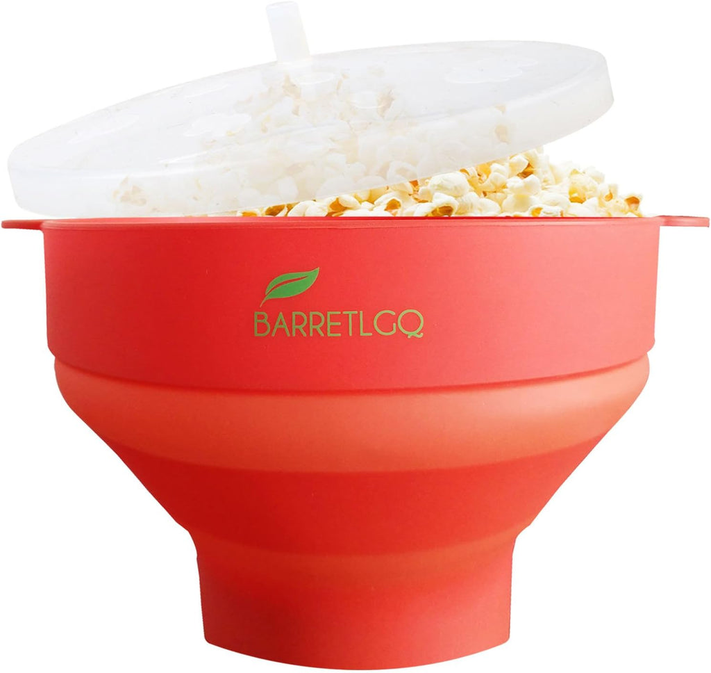 Silicone Microwave Popcorn Popper with Lid for Home Microwave Popcorn Makers with Handles Collapsible Popcorn Bowl