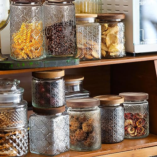 24 oz Glass Storage Jar with Airtight Bamboo Lid for Kitchen Pantry F6243