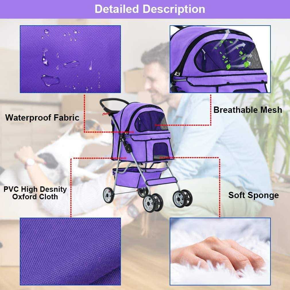 Pet Stroller Cat Dog Travel Folding Carrier S467