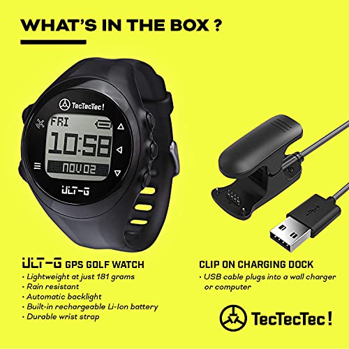 Golf GPS Watch with LCD Display, Preloaded Worldwide Courses - Black N9114