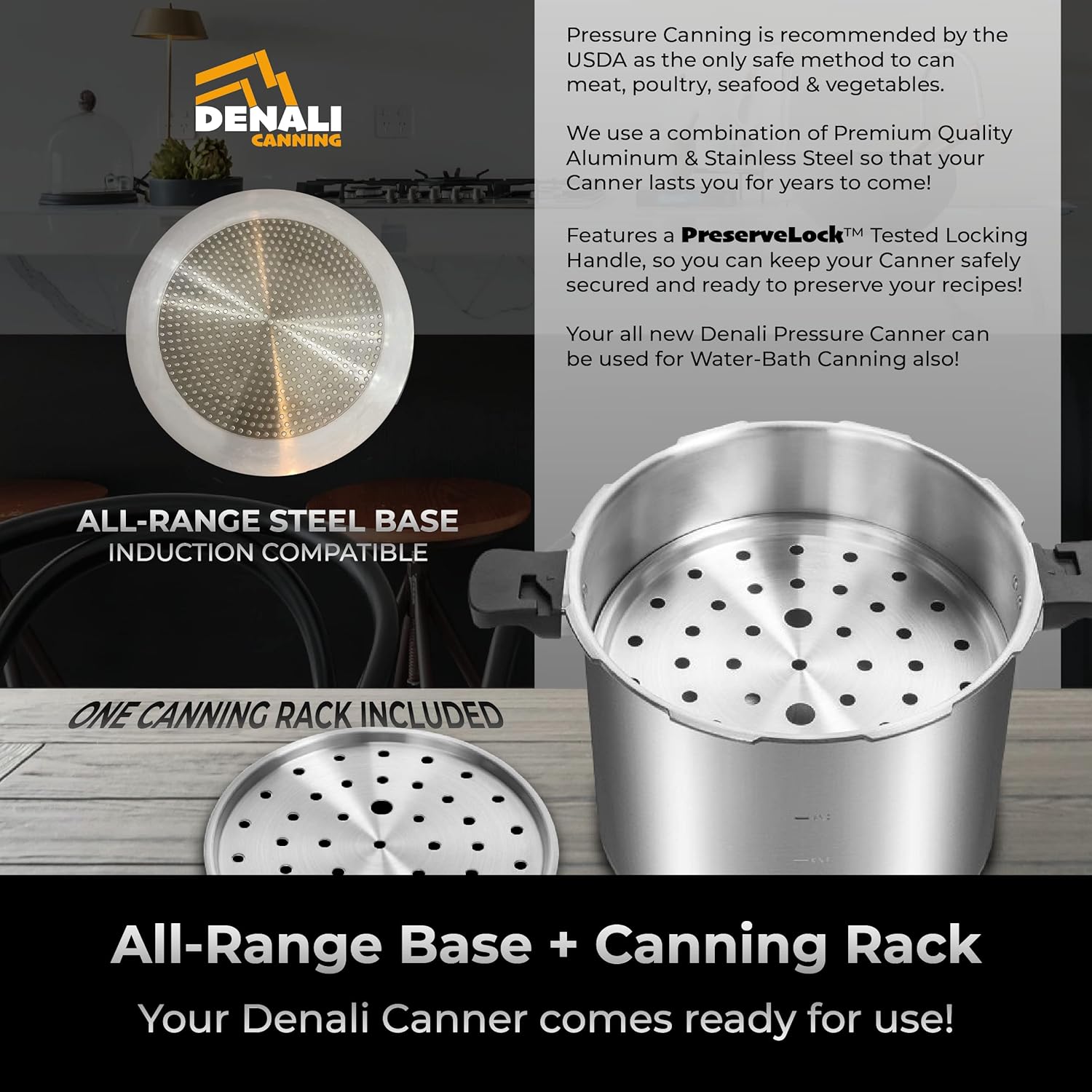 23 Quart Pressure Canner & Cooker, Induction Compatible, Aluminum & Stainless Steel E184