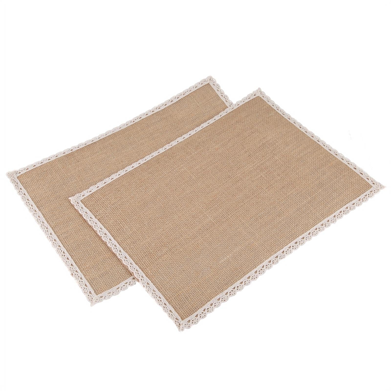 Linen Table Mat Lace Placemat Set Natural Woven B526802