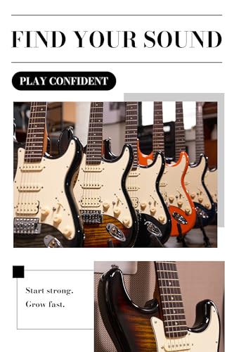 Electric Guitar with Coil-Split, Roasted Maple Neck, HSS Pickups, Beginner Kit with Amp and Bag C21096