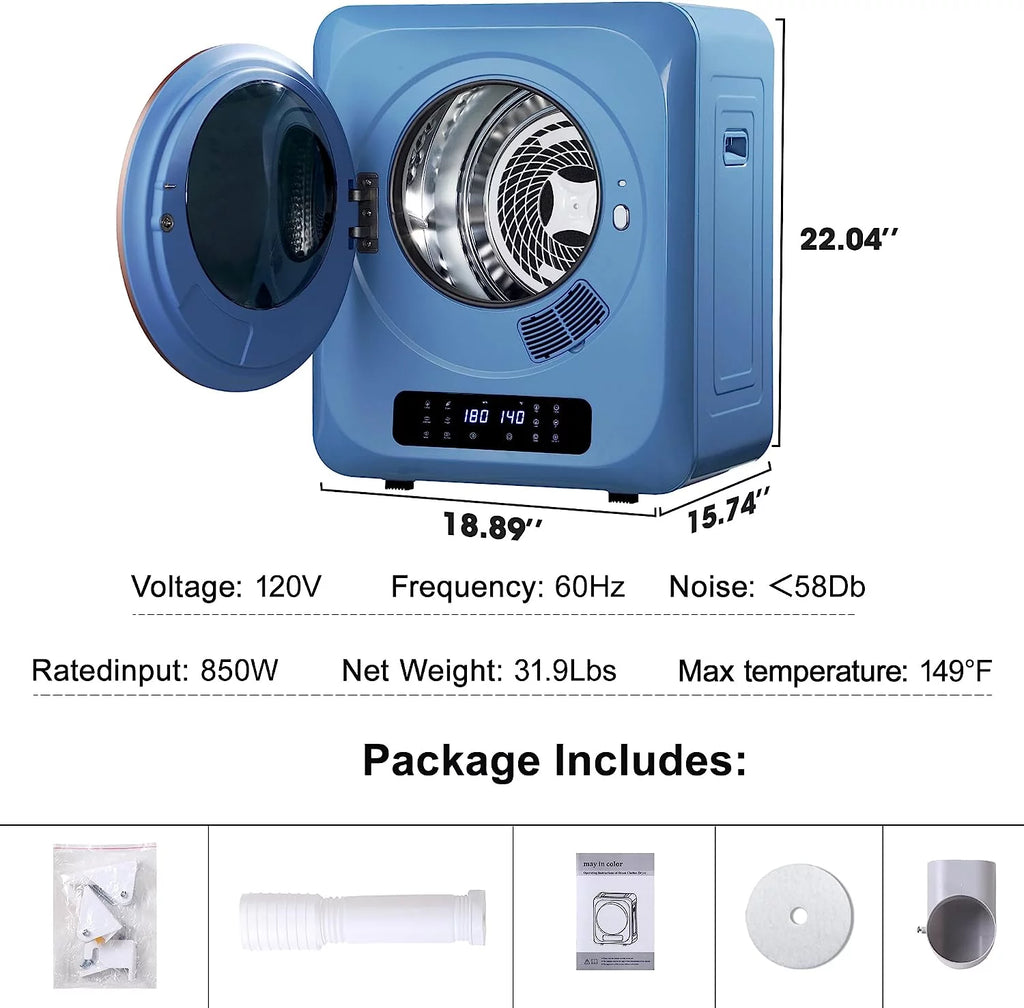 Compact Electric Dryer for Clothes, Portable with Stainless Steel Drum B8111