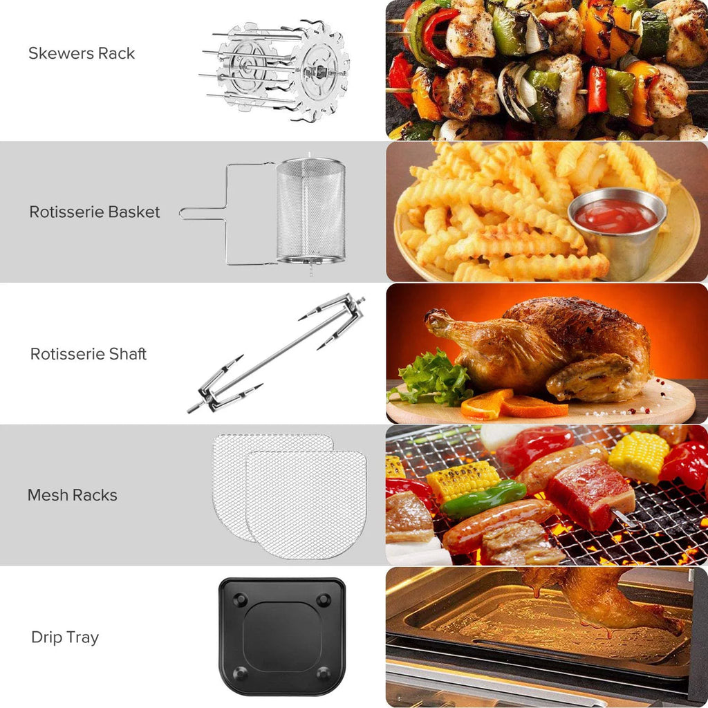 Digital Air Fryer Oven 12.7 Qt, Rotisserie, Dehydrator, Black Q182611