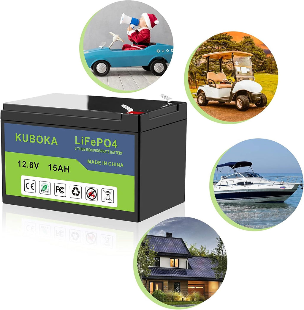 12V 15Ah LiFePO4 Lithium Battery with BMS, Deep Cycle, Pack of 2 M6331