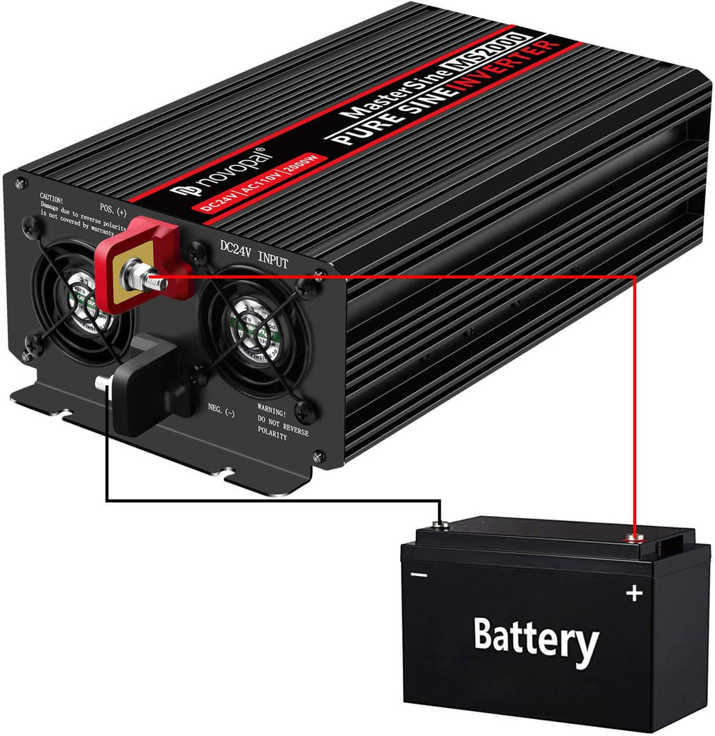 Power Inverter Pure Sine Wave 1000W 24V to 110V AC Converter with 4 Outlets and Remote Control J12881
