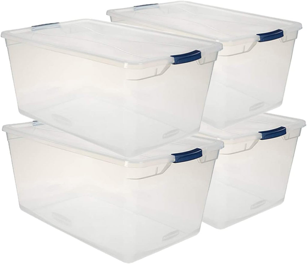 Clear 71 QT Stackable Storage Containers with Latching Lids, Pack of 4 I15320