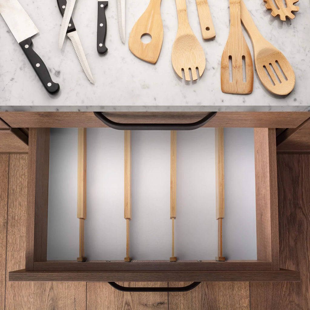 Bamboo Drawer Dividers - Adjustable Expandable Organizer K5418