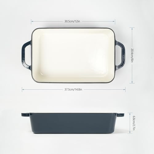 Red Enameled Cast Iron Rectangle Roaster Pan A817527