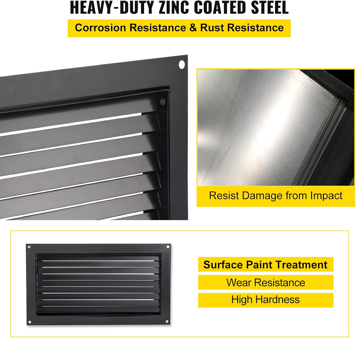 Foundation Flood Vent, 8" x 16", Wall Mounted, Black A9385