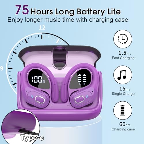 Wireless Earbuds Bluetooth 5.4 with Earhooks, IPX7 Waterproof P475856