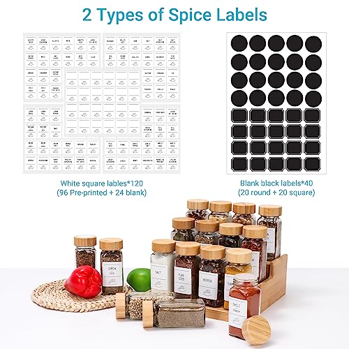 4 oz Glass Spice Jars with Bamboo Lids, 24 Pack with Labels and Funnel L631073