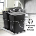 HomGarden Dual 35Qt Pullout Trash Garbage Can, 8.7Gal Capacity Under Kitchen Cabinet