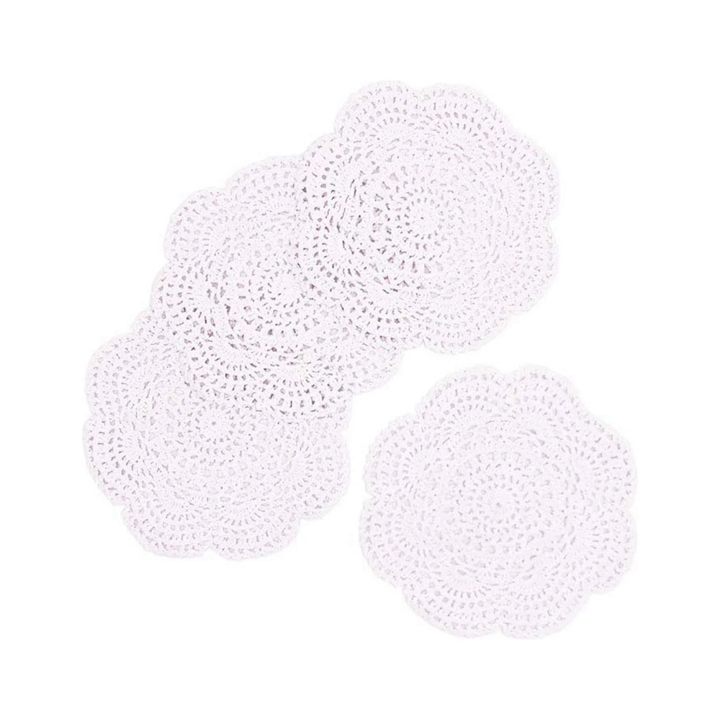 4PCS 8.6 Inch Round Lace Doilies Handmade Cotton Placemats V291
