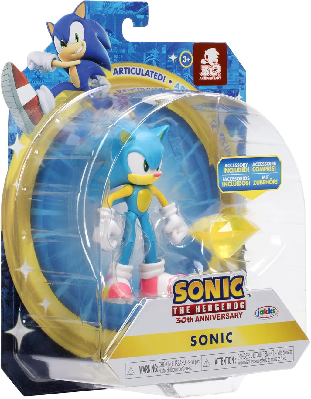 4-Inch Action Figure with Yellow Chaos Emerald Collectible Toy M5958